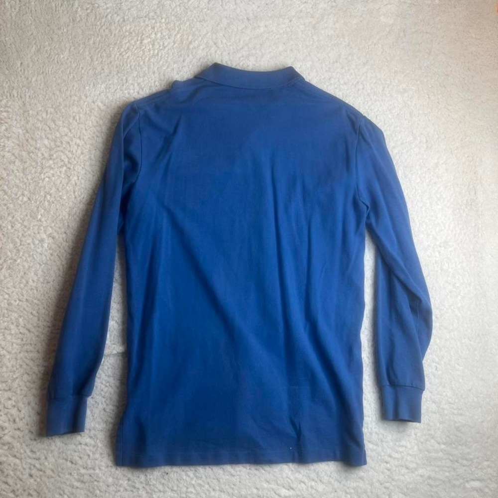 Vintage Polo Ralph Lauren men's blue long sleeve collared rugby shirt 90s M - Picture 4 of 6